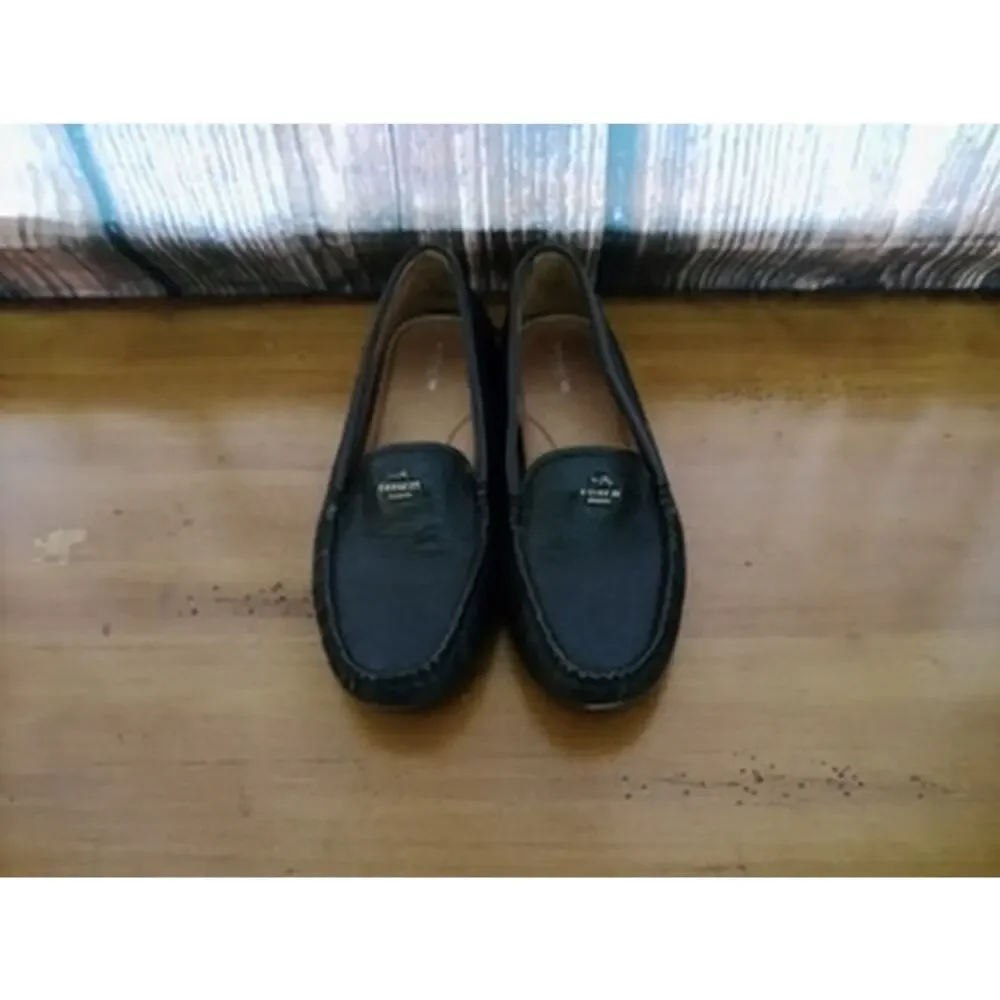 Coach Womens Loafer Flats Black Slip-On Driving Moccasins Logo Hardware Size 10 - Picture 2 of 6